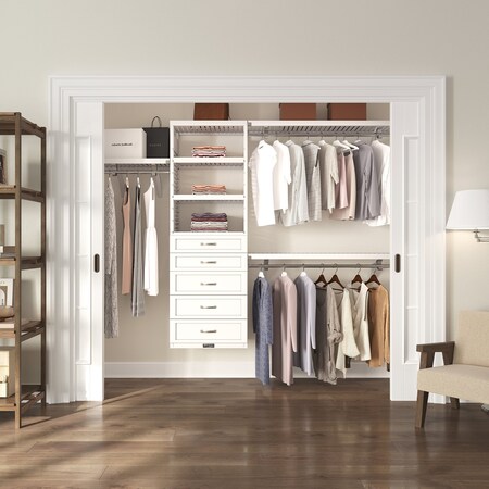 John Louis Home Solid Wood Walk-In Closet System with 5 Drawers White JLH-435